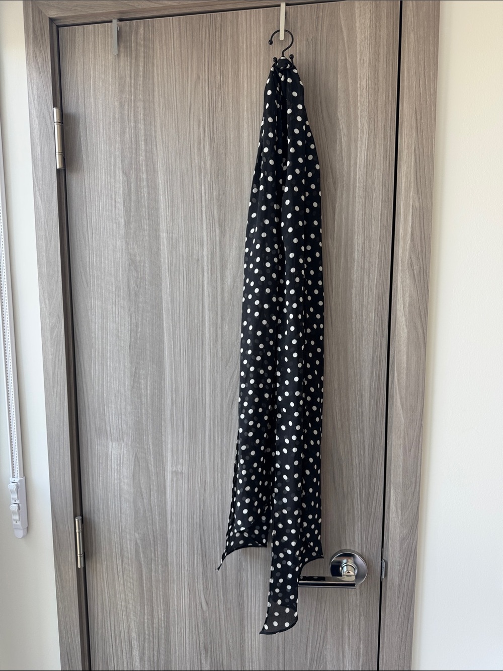 Black Polka Dot Scarf - White Dot Print